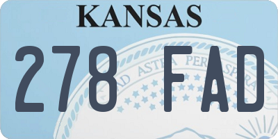 KS license plate 278FAD
