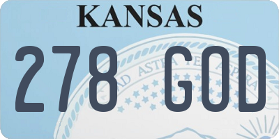KS license plate 278GOD