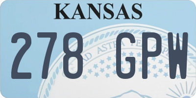 KS license plate 278GPW