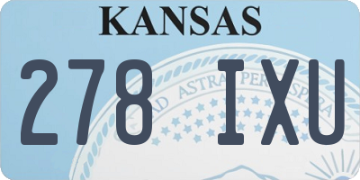 KS license plate 278IXU