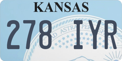 KS license plate 278IYR