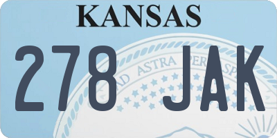 KS license plate 278JAK