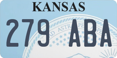 KS license plate 279ABA
