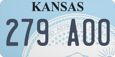 KS license plate 279AOO