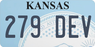 KS license plate 279DEV