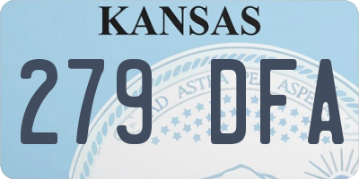 KS license plate 279DFA