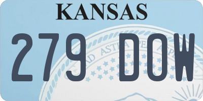 KS license plate 279DOW