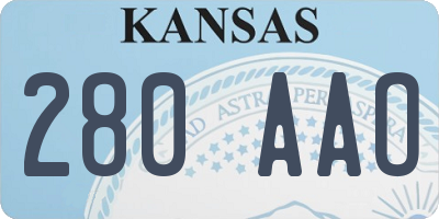 KS license plate 280AAO