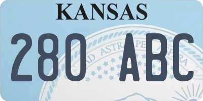 KS license plate 280ABC