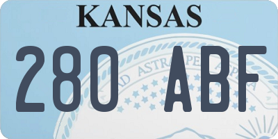 KS license plate 280ABF