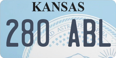 KS license plate 280ABL