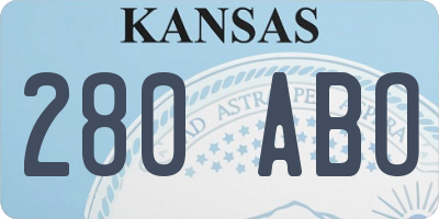 KS license plate 280ABO