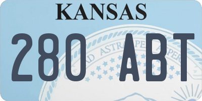 KS license plate 280ABT