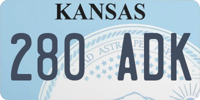 KS license plate 280ADK