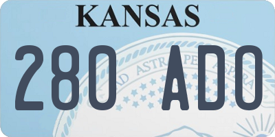 KS license plate 280ADO
