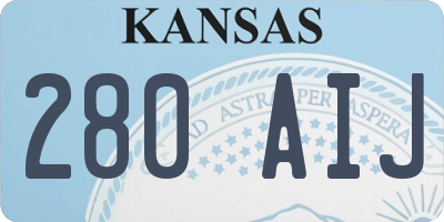 KS license plate 280AIJ