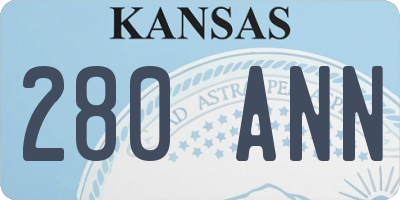 KS license plate 280ANN