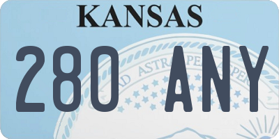 KS license plate 280ANY