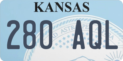 KS license plate 280AQL