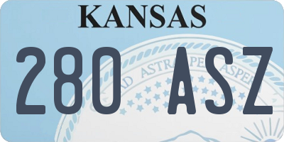 KS license plate 280ASZ