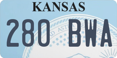 KS license plate 280BWA