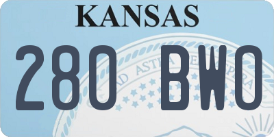 KS license plate 280BWO