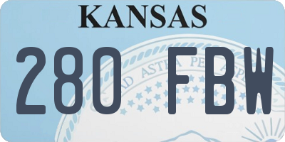 KS license plate 280FBW