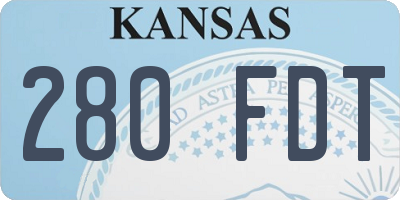 KS license plate 280FDT