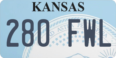KS license plate 280FWL