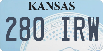 KS license plate 280IRW
