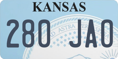 KS license plate 280JAO