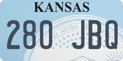 KS license plate 280JBQ