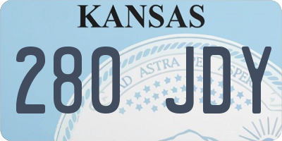 KS license plate 280JDY
