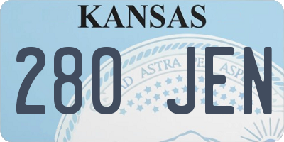 KS license plate 280JEN