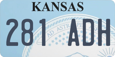 KS license plate 281ADH