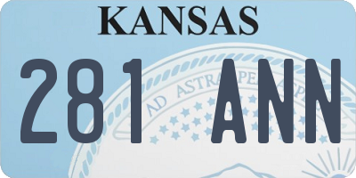 KS license plate 281ANN