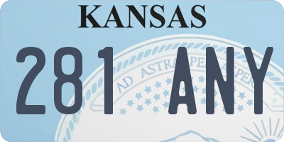 KS license plate 281ANY