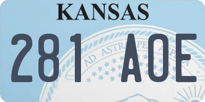 KS license plate 281AOE