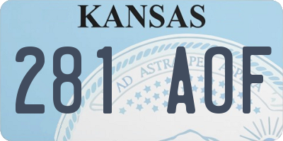 KS license plate 281AOF