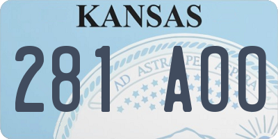 KS license plate 281AOO