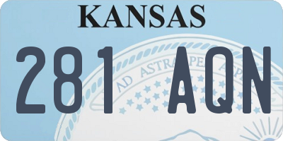 KS license plate 281AQN