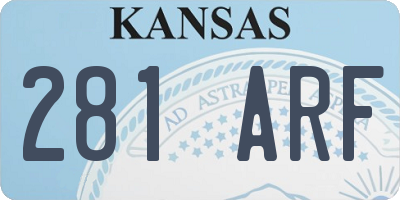 KS license plate 281ARF