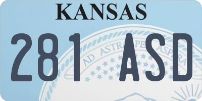 KS license plate 281ASD
