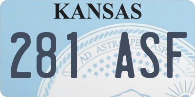 KS license plate 281ASF