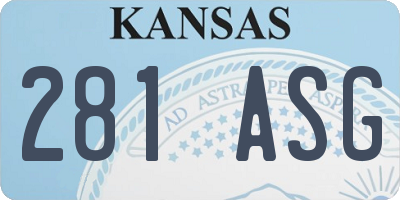 KS license plate 281ASG