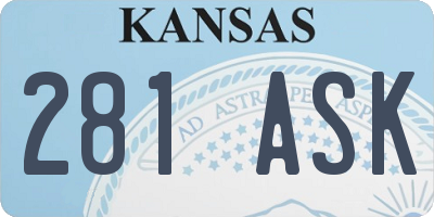 KS license plate 281ASK