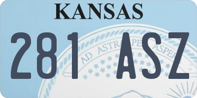 KS license plate 281ASZ