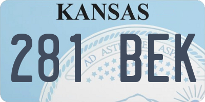 KS license plate 281BEK