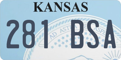 KS license plate 281BSA