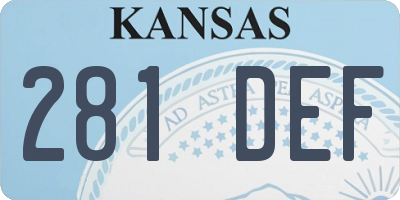 KS license plate 281DEF